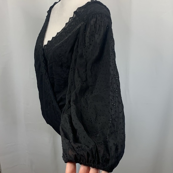 Express Black Eyelet Cross Front V-neck Bodysuit- NWT - Picture 8 of 17